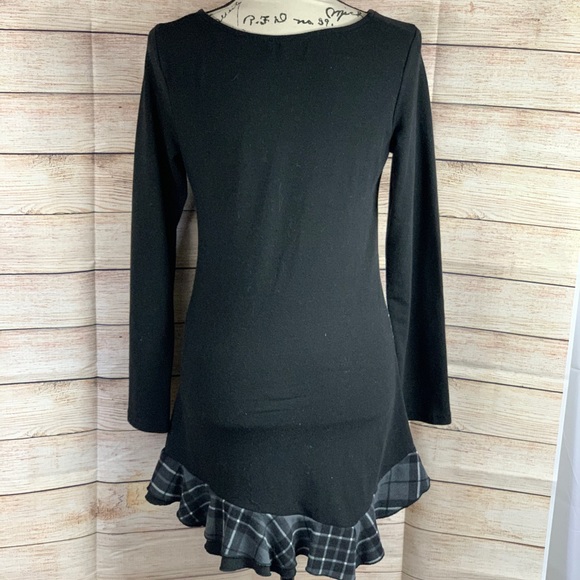 Reborn Black Plaid Long Sleeve Dress - Picture 2 of 5